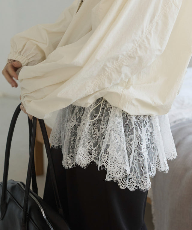 裾レースドッキングロンT/model:168cm 着用サイズ:F