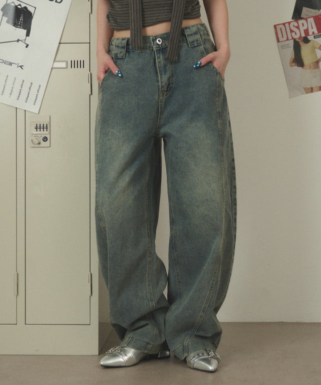 フェードカーブデニム/デニム中濃 モデル：163cm F着用