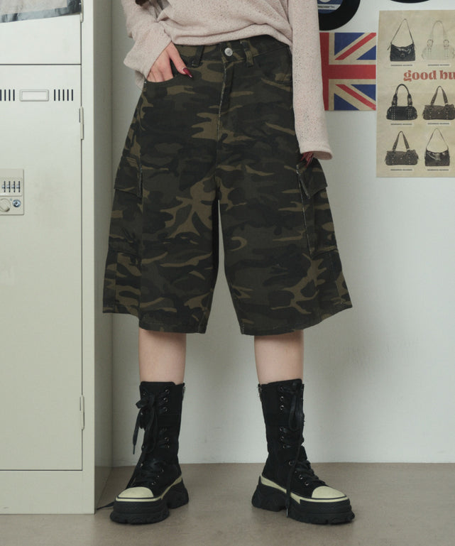 カーゴカモフラハーフパンツ/柄1 モデル：163cm S着用