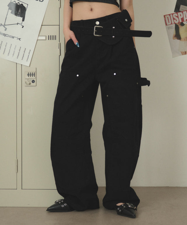 ダブルニーペインターパンツ/ブラック モデル：163cm S着用