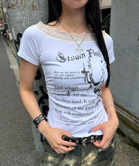 オフショルレースロゴTシャツ