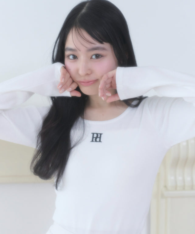 ワンポイントリブロンT/ホワイト モデル：160cm F着用