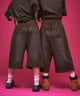ダメージアップリケショートパンツ/ブラウン