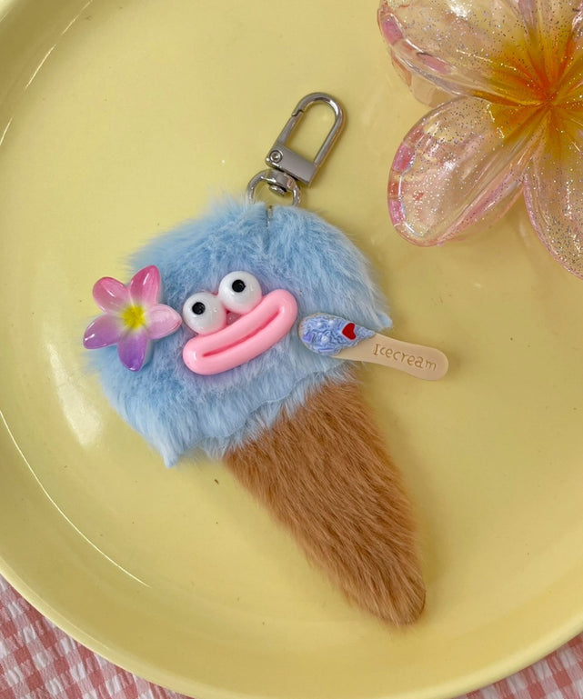 ミニデリシャスアイスクリームモンスターぬいぐるみキーホルダー/サックス
