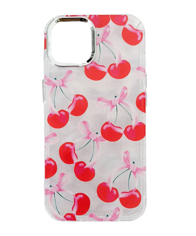 リボンcherryiphoneケース/柄1:iphone15