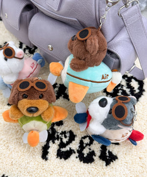 ぶんぶんパイロットdogぬいぐるみキーホルダー
