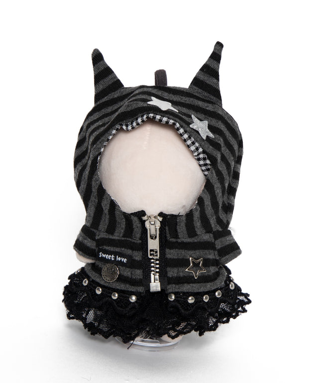 ぬい小悪魔ボーダーパーカー12cm/ブラック