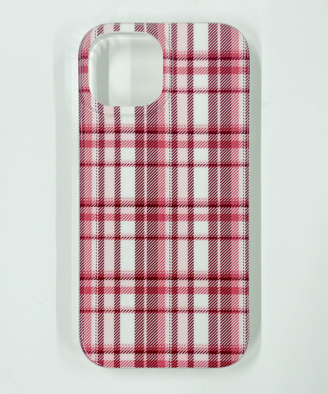 チェックiphoneケース（レッド）/柄1(iPhone15)