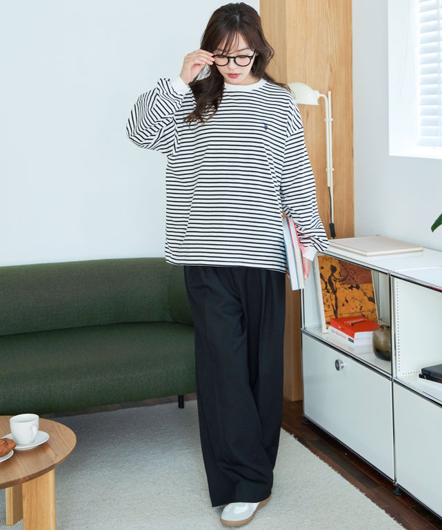 ホワイト系ボーダー  モデル：165cm F着用