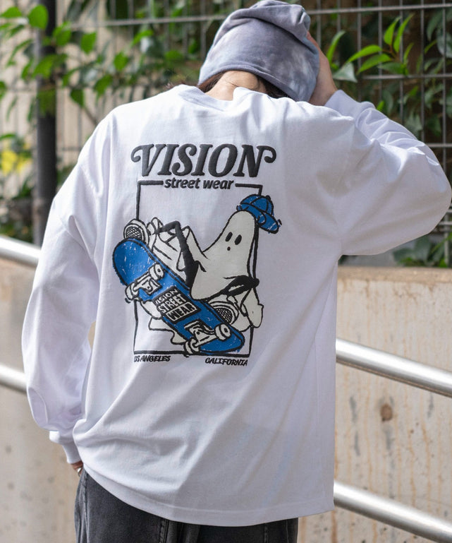 別注VISIONゴーストスケーターグラフィックT（LS）/ホワイト モデル：175cm L着用