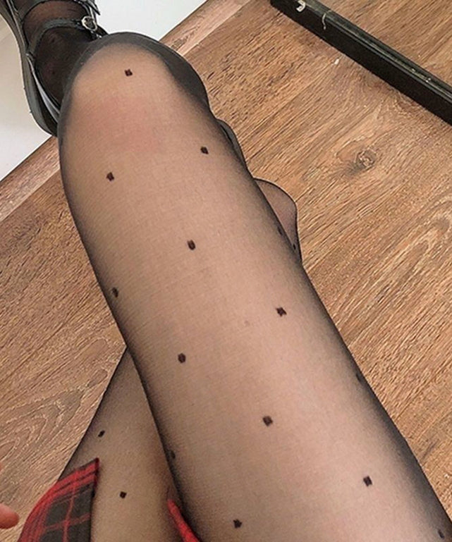 ドット柄シアータイツ/柄1：ドット小