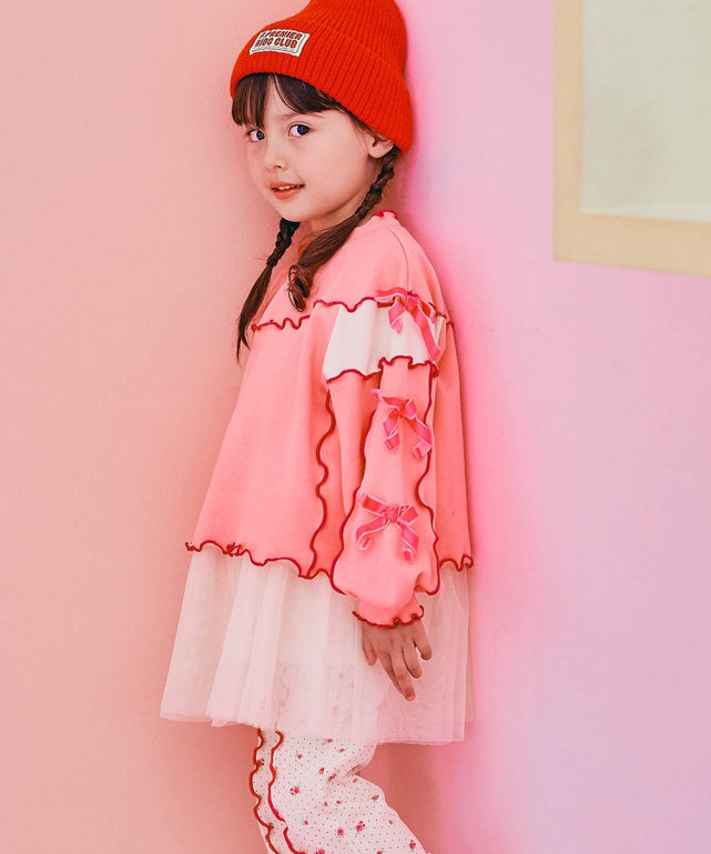 メロウ&メニイリボントレーナー/ピンク モデル:103.5cm 110サイズ着用