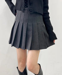 起毛プリーツミニスカート