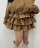 スウェードタッチティアードスカート/ブラウン モデル：158㎝ F着用
