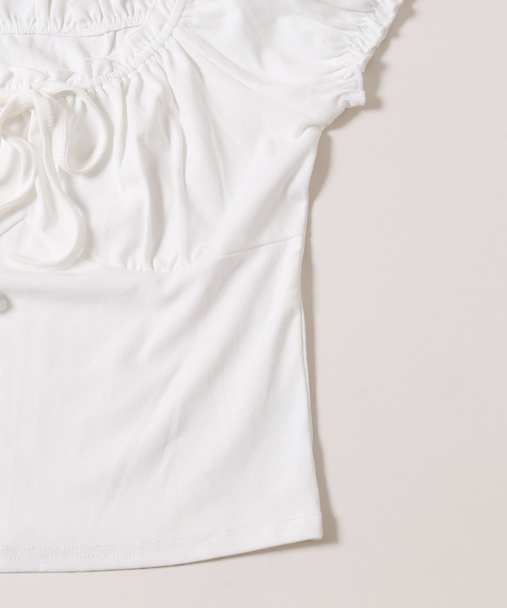 ミニパフスリーブリボンTシャツ