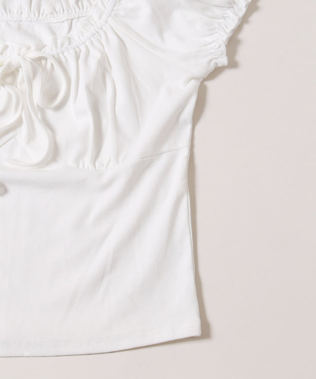 ミニパフスリーブリボンTシャツ
