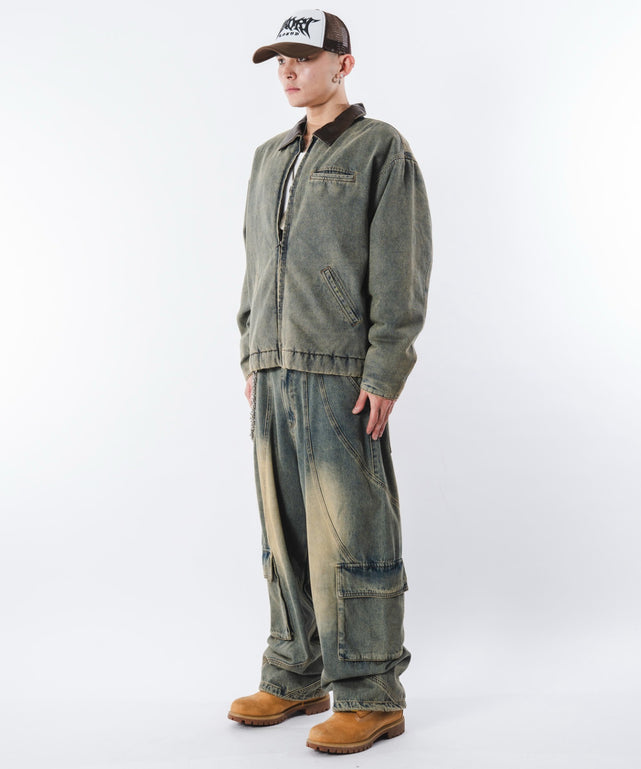 デニム淡加工 モデル：180cm L着用