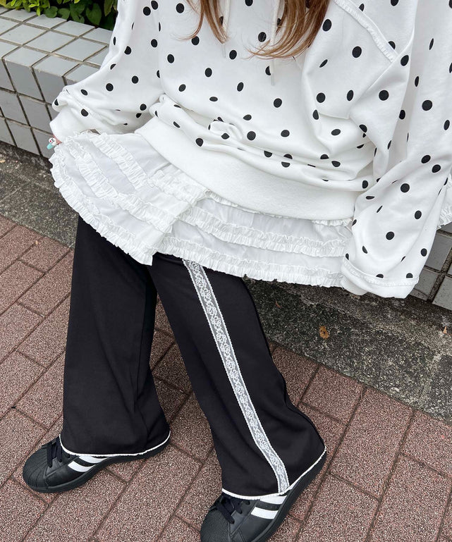 ジャージフレアパンツ/ブラックモデル：155㎝ F着用