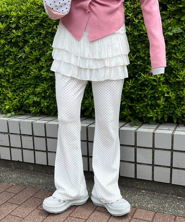 アソートパターンフレアパンツ/ホワイトその他 モデル：160㎝ F着用