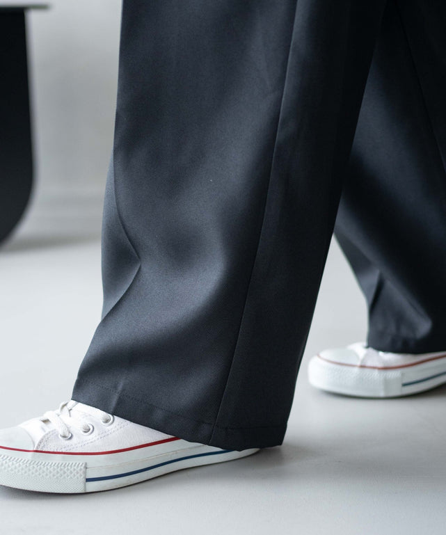 ハイウエストセンタープレスワイドパンツ