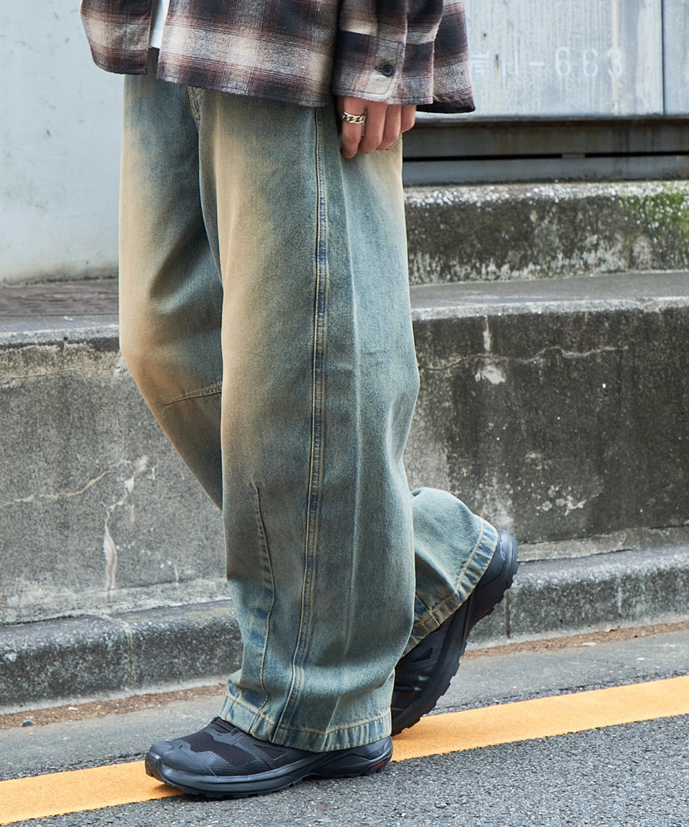 デニム淡加工 モデル：180cm L着用