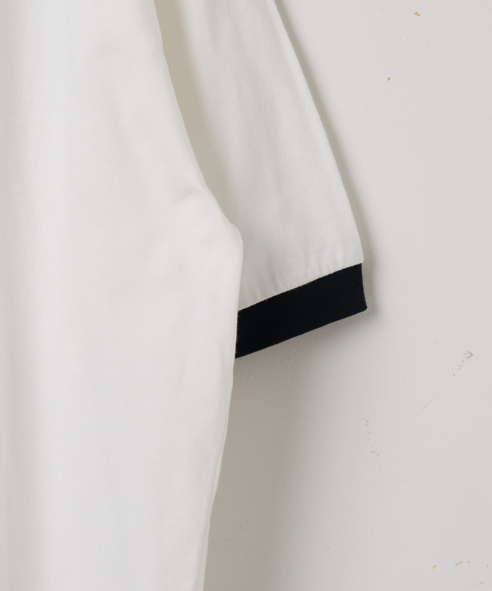 モチーフ刺繍リンガーT