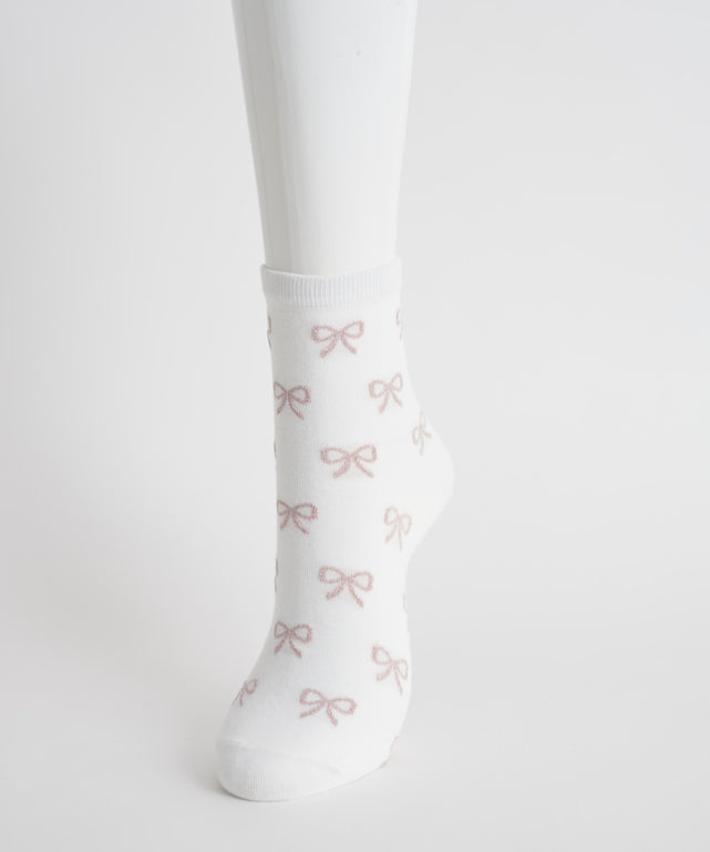 総柄リボンクルーソックス(23-25cm)