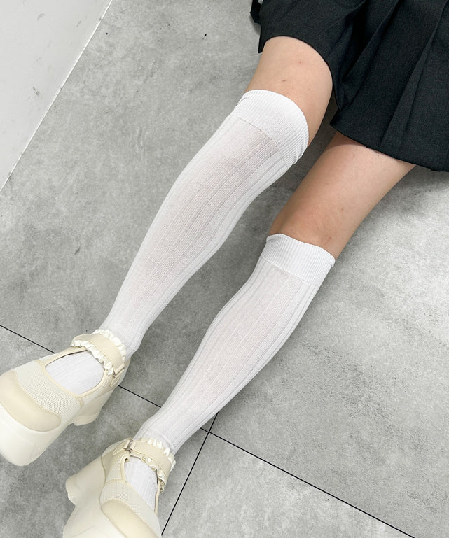 ゆるリブハイソックス(23-25cm)/ホワイト