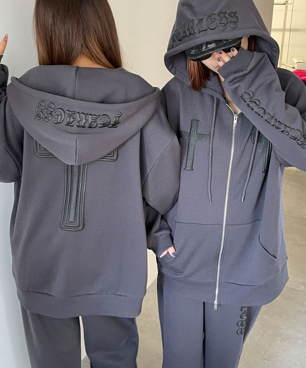 グラフィック裏起毛ZIPビッグパーカー
