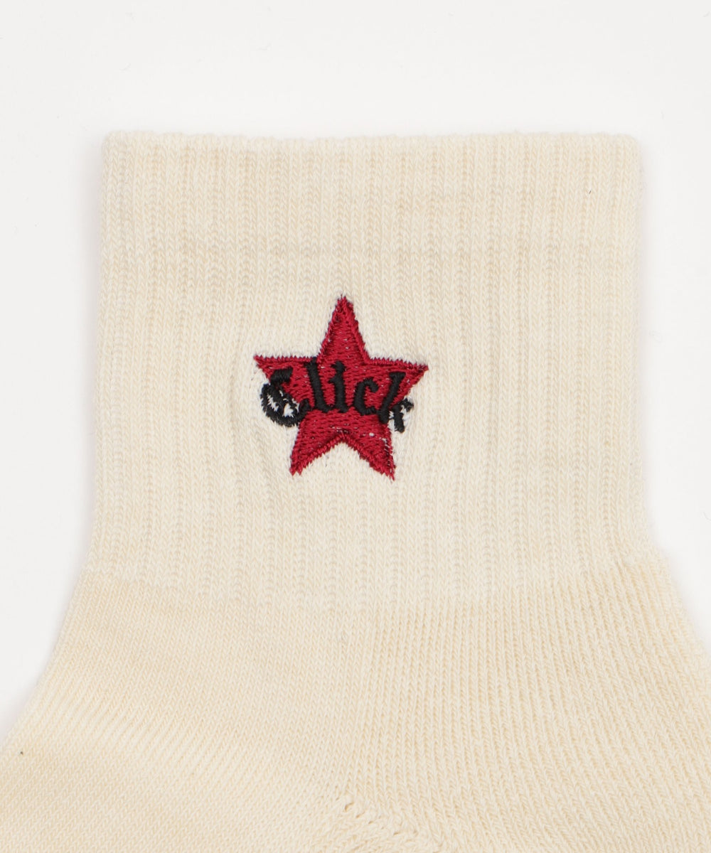 スター刺繍アンクルパイルソックス(23-25cm)