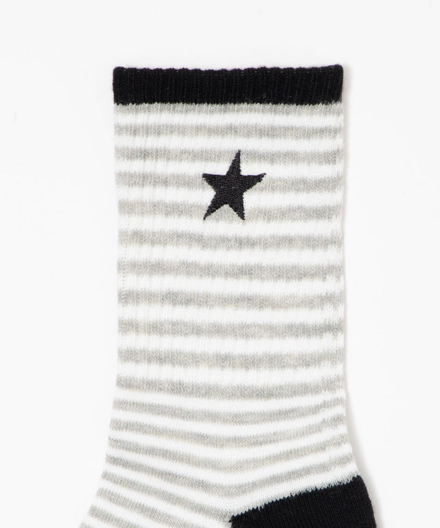 スター刺繍ボーダーソックス