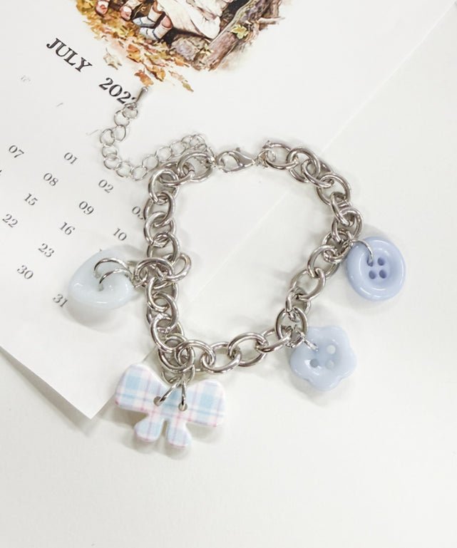 Lボタンモチーフチェーンブレス/サックス