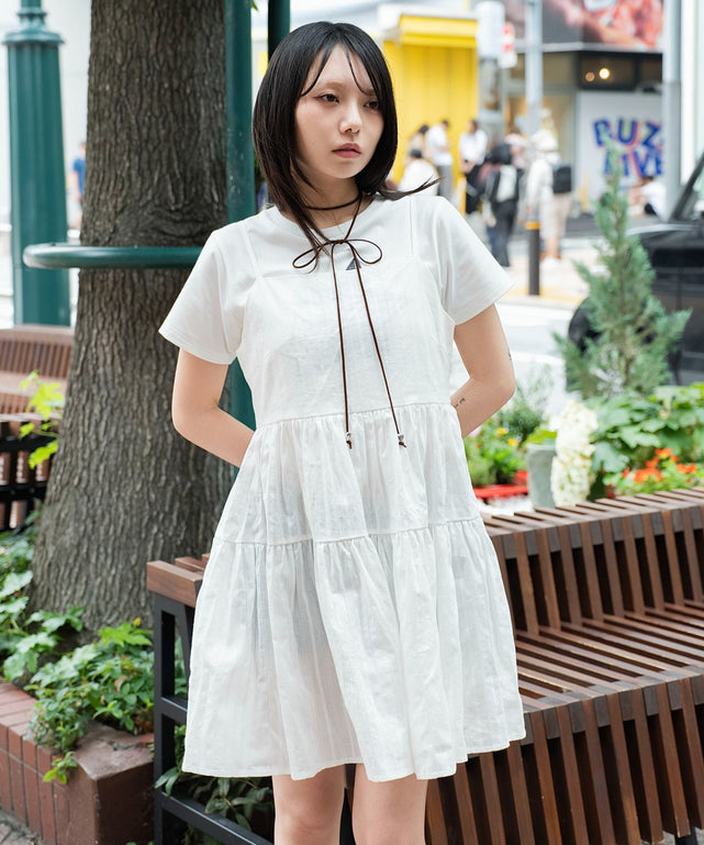 ティアードキャミワンピース/ホワイトモデル：159cm F着用