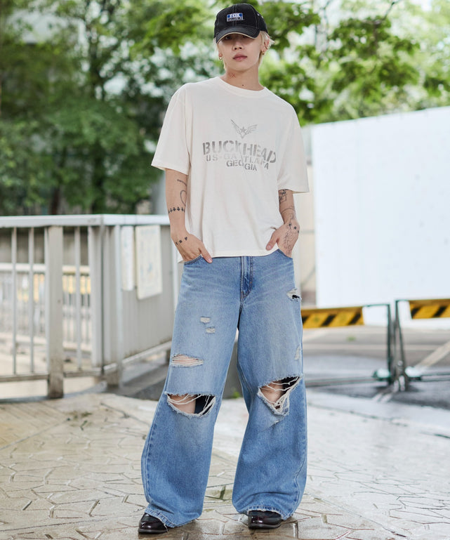 デニム淡加工 モデル：175cm L着用