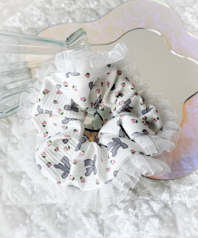 Lリボンプリントフリルシュシュ/柄1