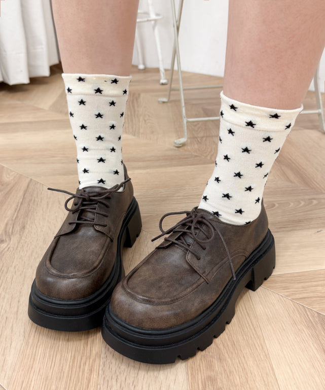 スター総柄ソックス(23-25cm)/オフホワイト