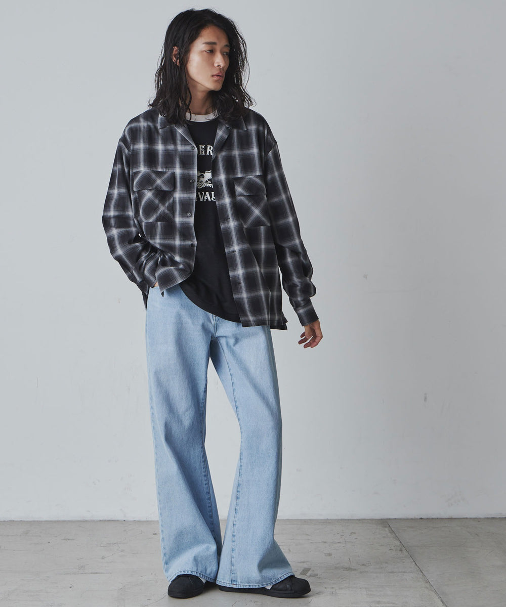 ブラック系チェック1 モデル：181cm L着用