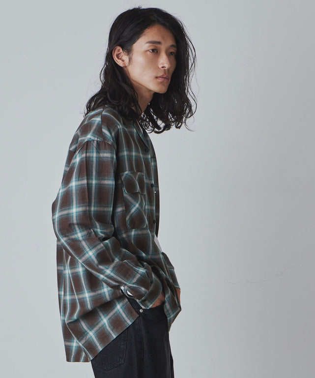 グリーン系チェック1 モデル：181cm L着用