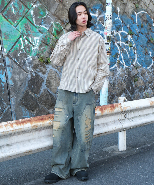 デニム淡加工 モデル：175cm L着用