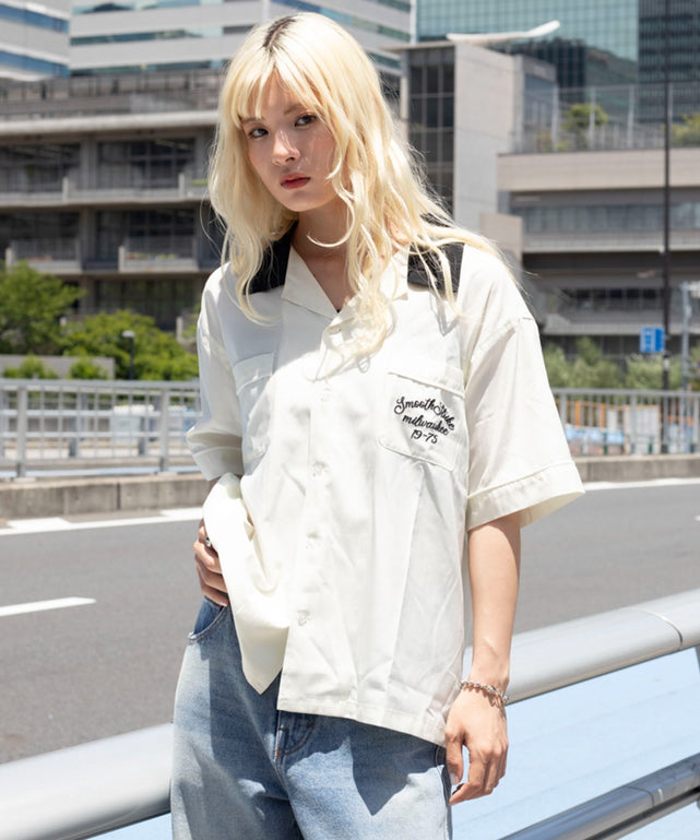 ボーリングシャツ（SS）/ホワイト　モデル：166cm M着用